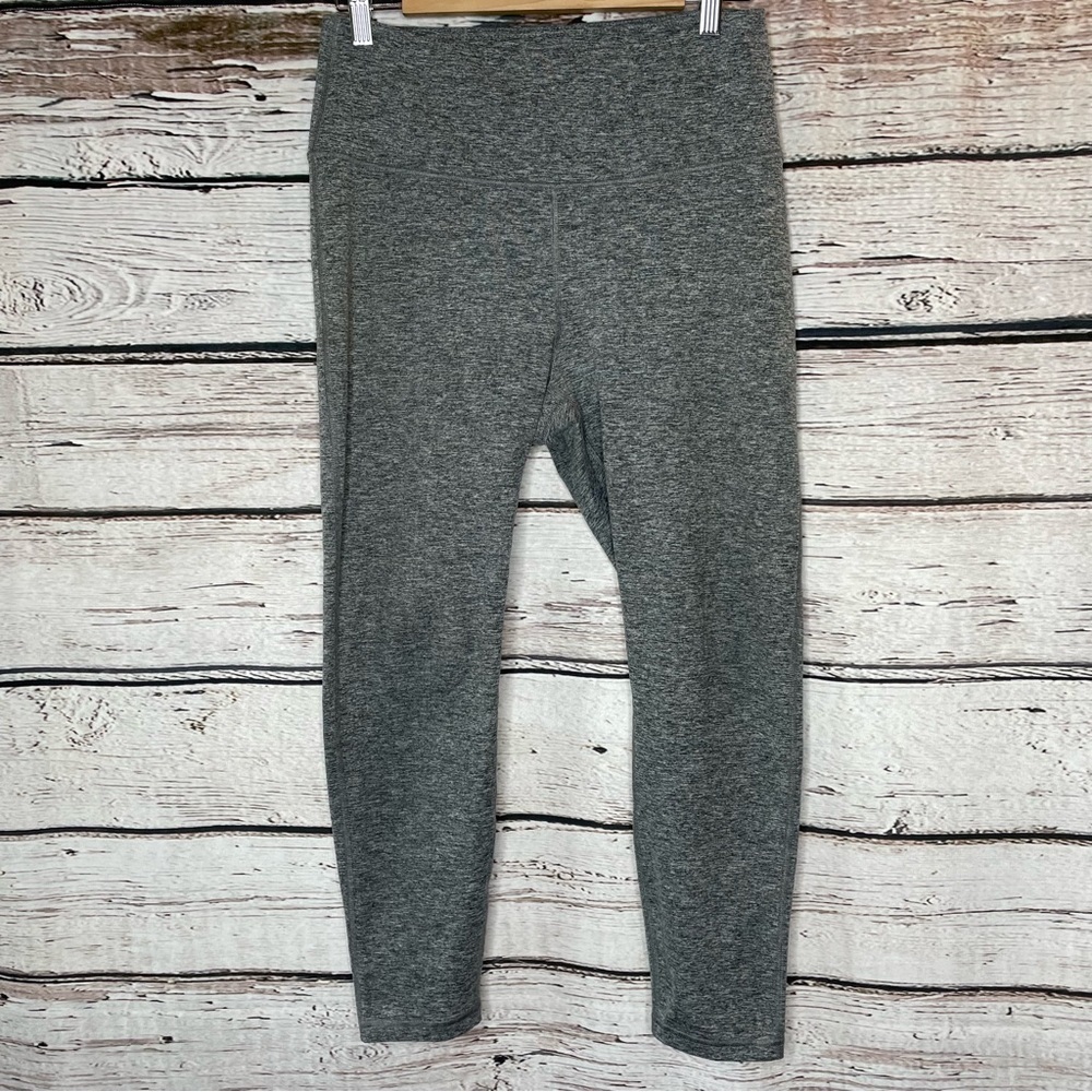 Zobha‎ Melange Ankle Legging Heather Black Gray Pull On Yoga Super Soft Sz Large